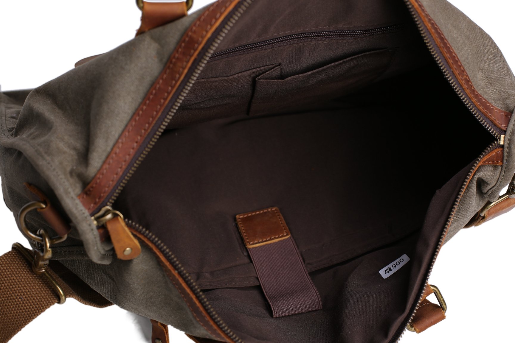 Vertical Laptop Messenger Bag Leather And Waxed Canvas | IUCN Water