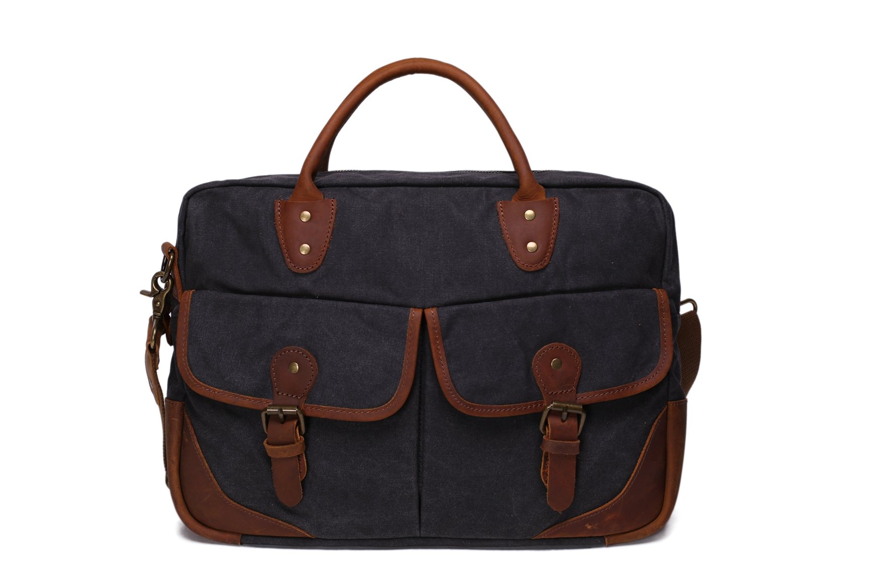 Waxed Canvas Leather Messenger Bag, Laptop Briefcase, Shoulder Bag YD2169 | MoshiLeatherBag ...