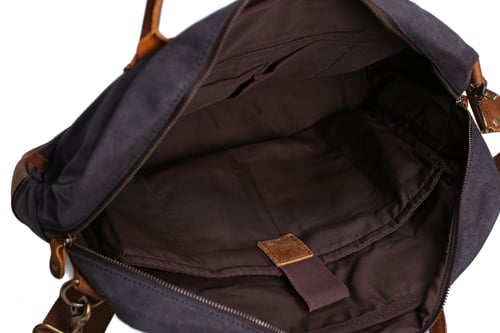 Image of Waxed Canvas Leather Messenger Bag, Laptop Briefcase, Shoulder Bag YD2169