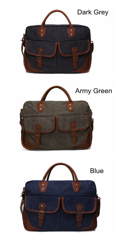 Waxed Canvas Leather Messenger Bag, Laptop Briefcase, Shoulder Bag YD2169 | MoshiLeatherBag ...