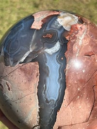 Image 17 of Large Volcano Agate Sphere UV #2112