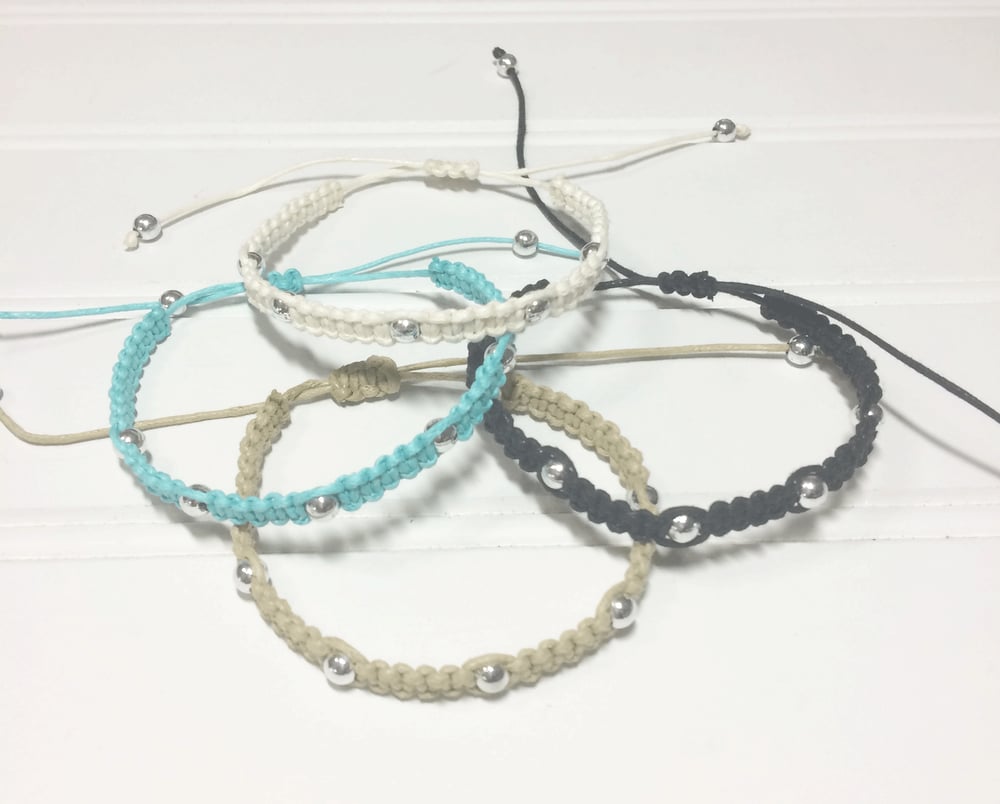 Image of Silver Beaded Macrame' Bracelet