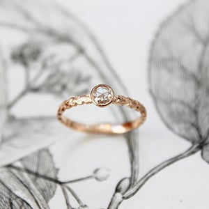 Image of 18ct Rose Gold 4.0mm ROSE CUT DIAMOND RING (LON31)