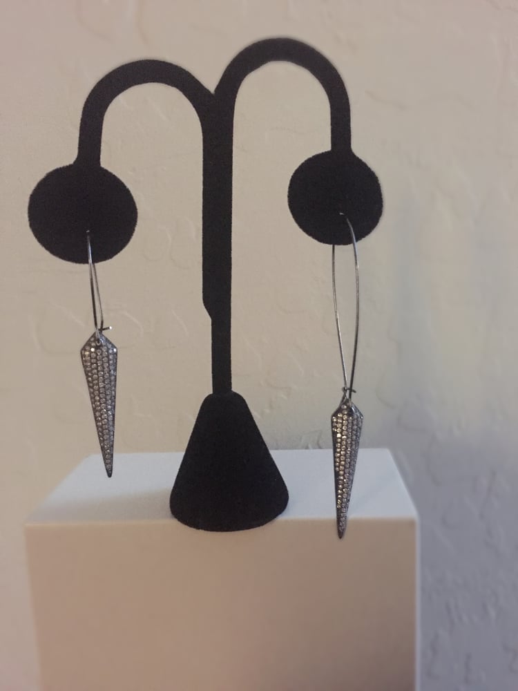 Image of Arrow CZ gunmetal earrings