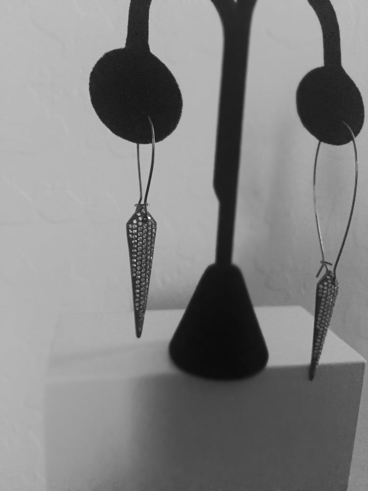 Image of Arrow CZ gunmetal earrings