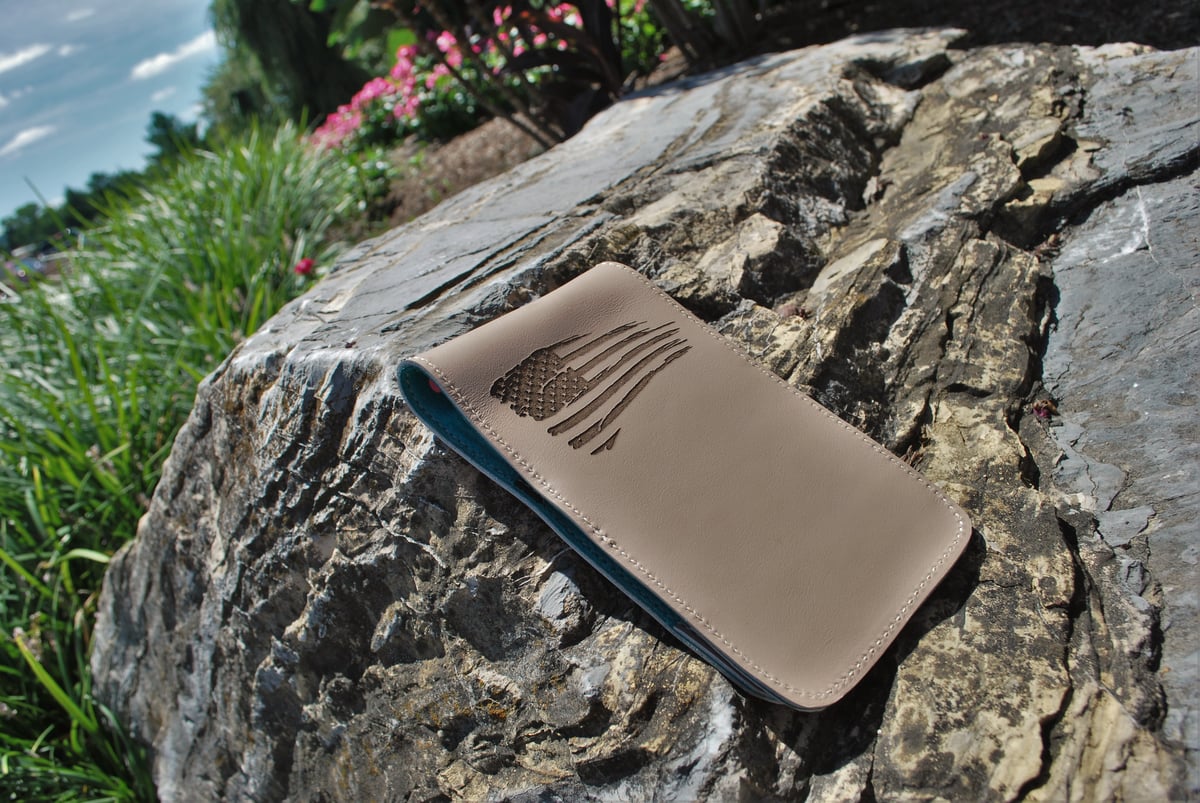 Image of Handcrafted Leather Golf Scorecard Holder (Any color). Create Your Own.