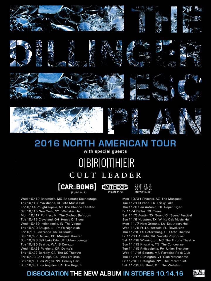 Image of 11/12 Dillinger Escape Plan, O'Brother, Cult Leader, Car Bomb, ABNS