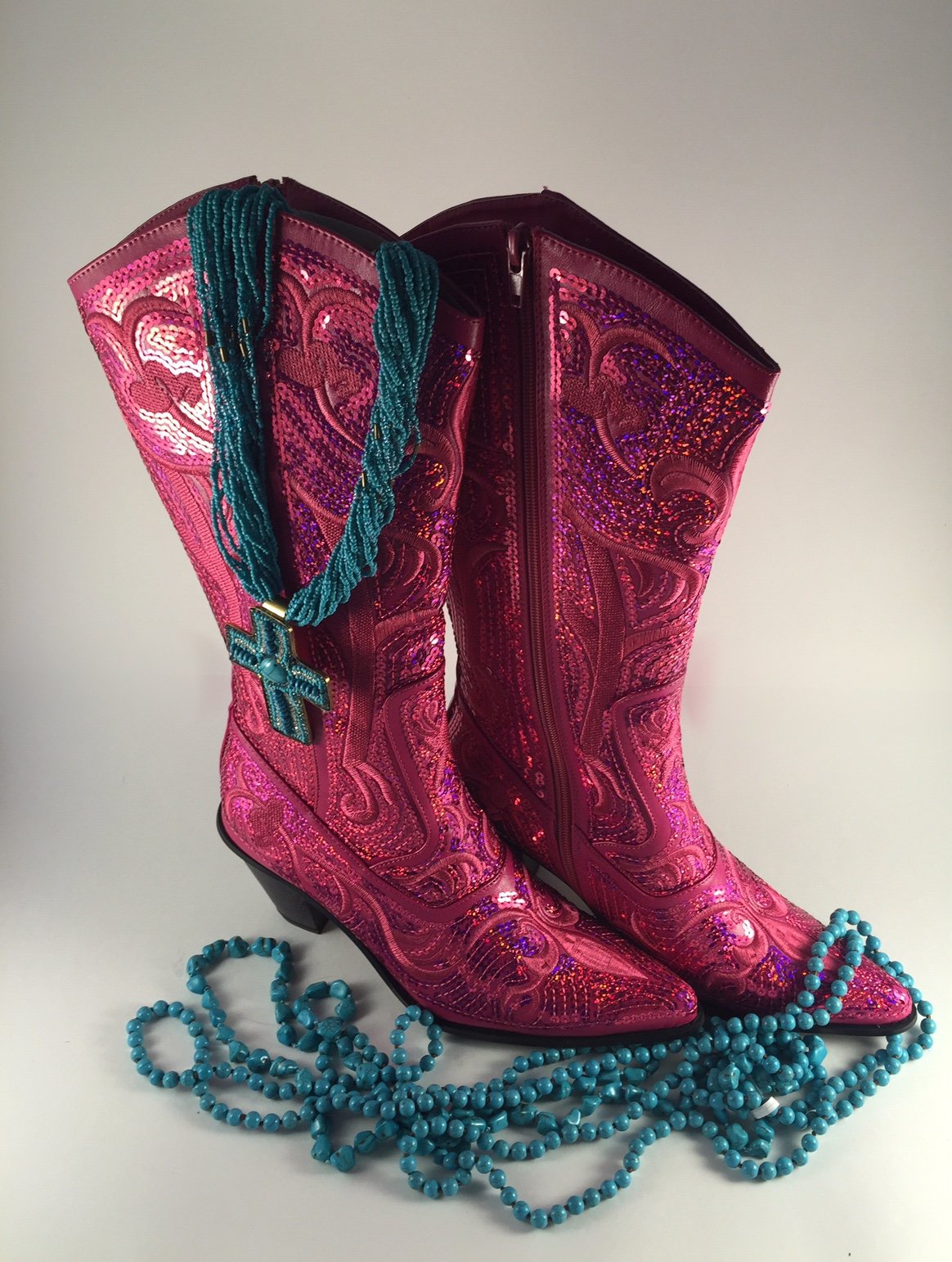 helen's heart sequin boots