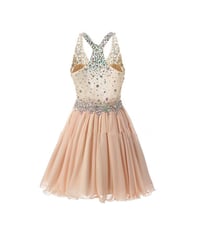Image 2 of Cute Chiffon Short Pearl Pink Beaded Homecoming Dresses, Short Prom Dresses, Party Dresses