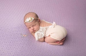 Image of Newborn Pink Lace Back Romper