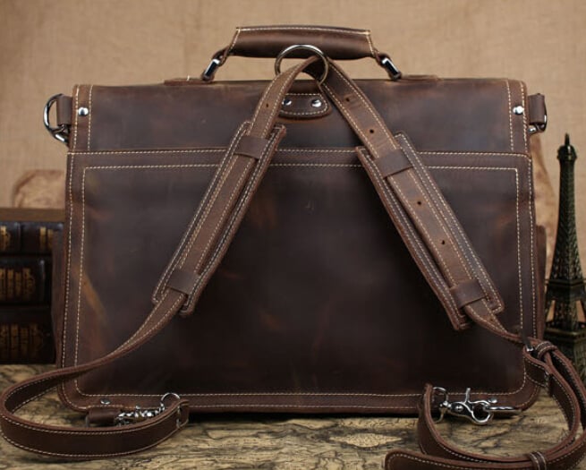 Handmade Vintage Leather Briefcase/Backpack, Men Messenger Bag, Laptop ...