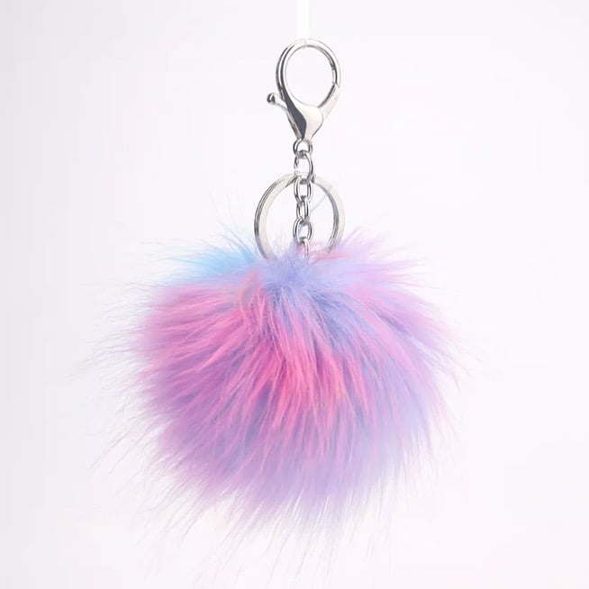 Image of Fur Pom Pom Keychain - Cotton Candy