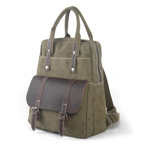 Image of Waxed Canvas Backpack/Rucksack, School Backpack, Hiking Travel Backpack 1022