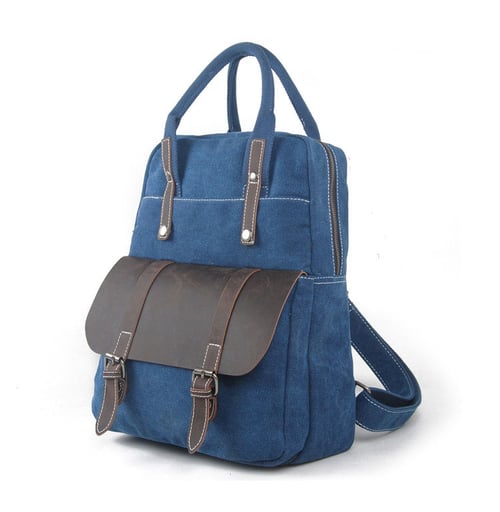 Image of Waxed Canvas Backpack/Rucksack, School Backpack, Hiking Travel Backpack 1022