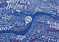 Image 4 of Literary London Map (White & Pink on Royal Blue Plike)