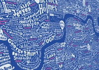 Image 5 of Literary London Map (White & Pink on Royal Blue Plike)