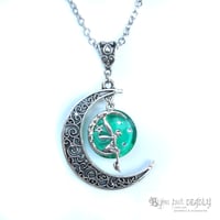 Image 1 of Fairy Moon Resin Antique Silver Necklace