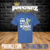 Pinkingz Bowling T-Shirt - DNA of a Bowler|| Heather Blue w/ Yellow & White 