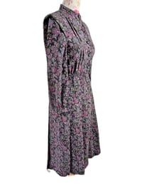 Image 6 of Vintage Floral Dress Winter Colours Day Purple Black Green UK Size 6-8
