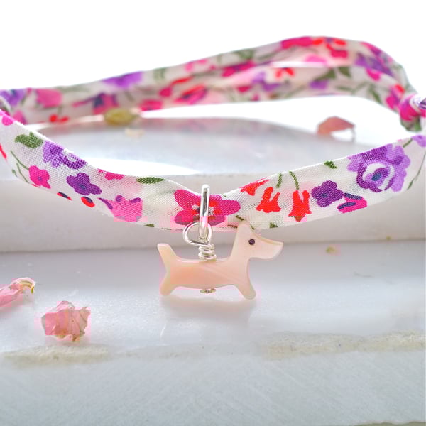 Image of Pink dog Liberty print bracelet