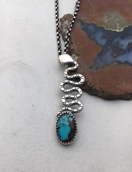 Image of The Cosmic Egg Sterling Silver and Nacozari Turquoise