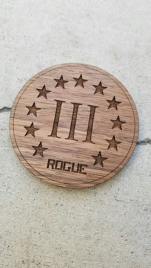 Image of 3% / Rogue Ceative Laser engraved Walnut wood drink coaster set of 2