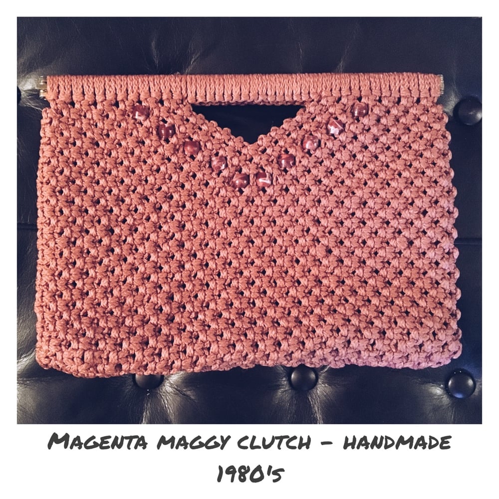 Image of "Magenta Maggy" Macrame' Clutch