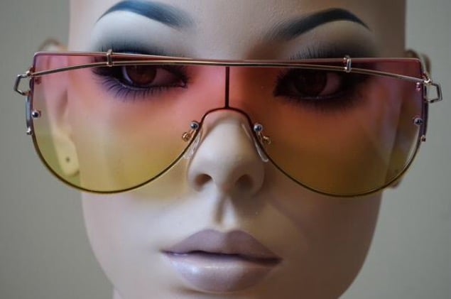 Image of Multi-Tone Retro Aviator Sunglasses 