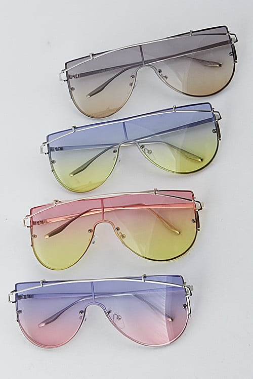 Image of Multi-Tone Retro Aviator Sunglasses 