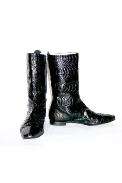 Image of Black Snakeskin Manolo Blahnik Boots