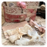 Image 5 of French style sewing zipper purse and needle book seam binding ribbon and lace