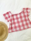 Ready Made Pink Gingham Cropped T Top with free postage 
