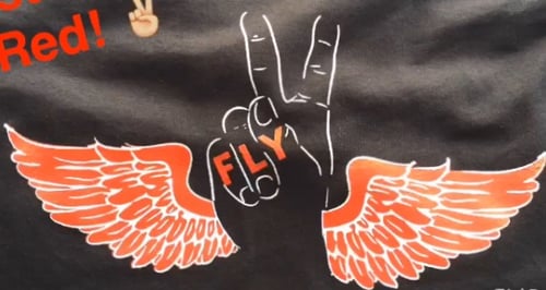Image of Deuces Fly Red Wing Shirts