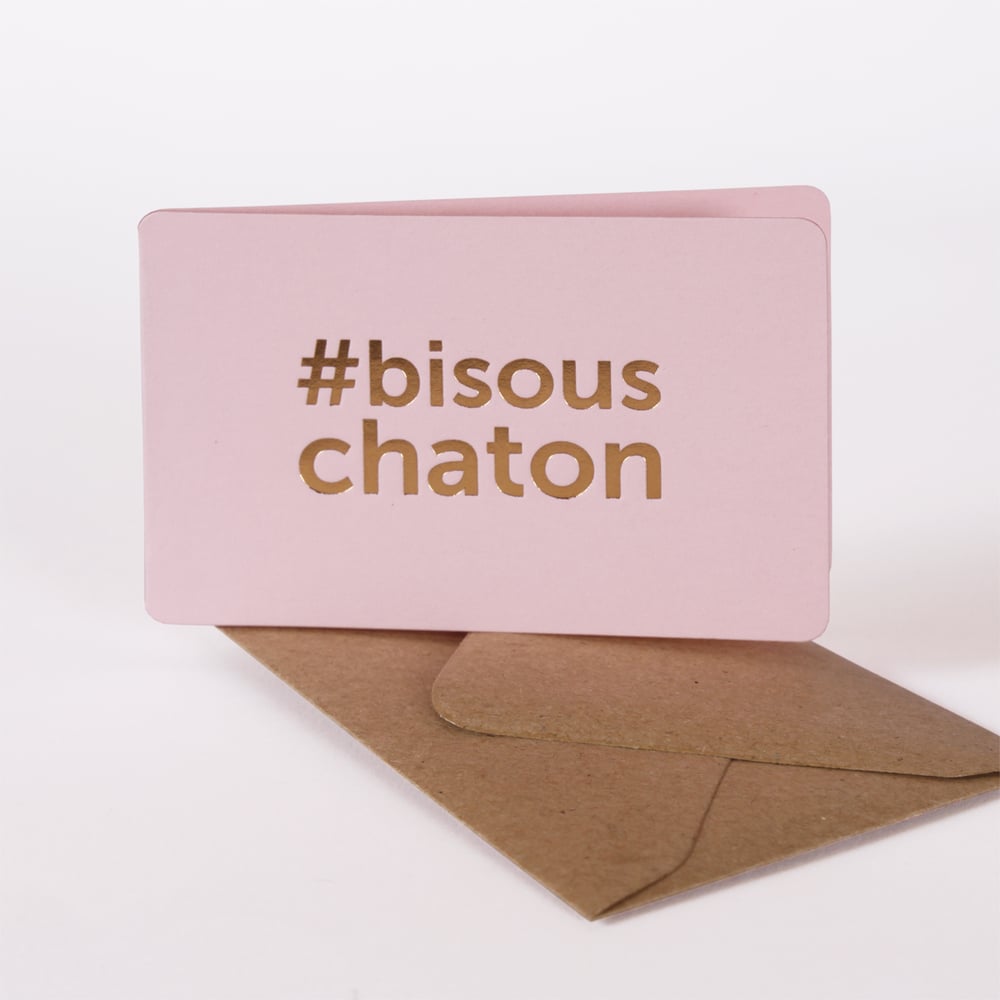 Image of MINI-CARTE BISOU CHATON rose