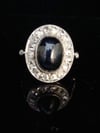 French Art Deco Platinum natural sapphire and diamond ring