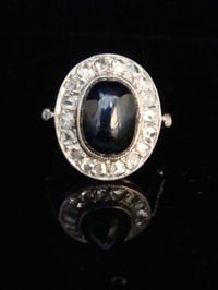 Image 1 of French Art Deco Platinum natural sapphire and diamond ring
