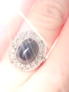 French Art Deco Platinum natural sapphire and diamond ring