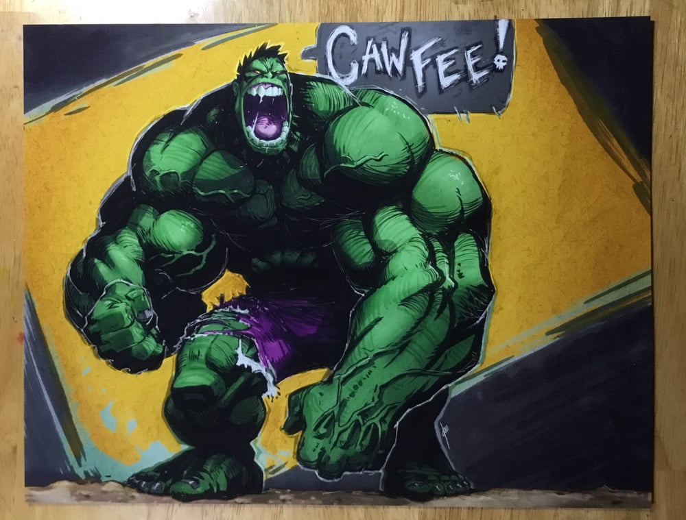 Image of Green Hulk 'Cawfee' print