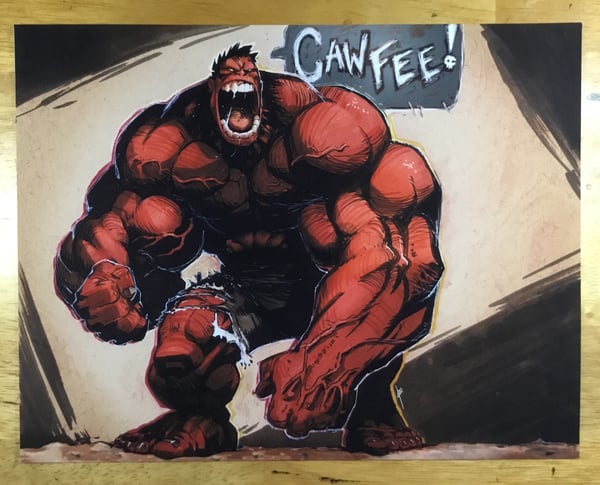 Image of Red Hulk 'Cawfee' print