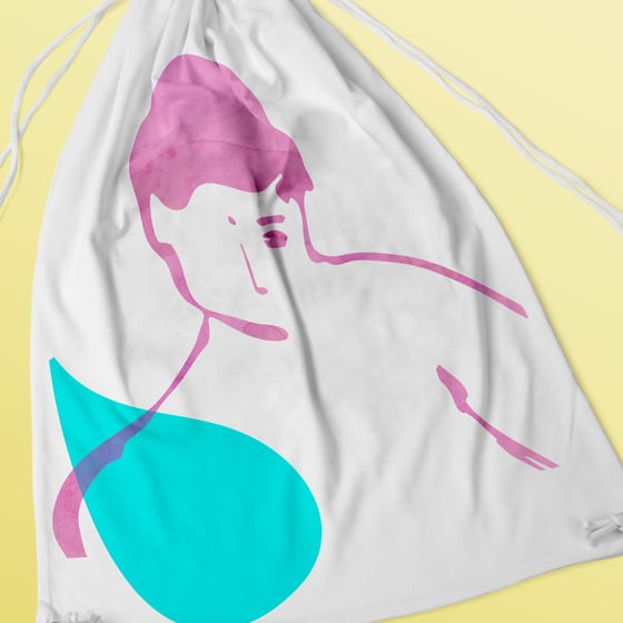 Image of Full Moon Cotton Drawstring Bag