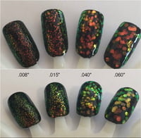 Iridescent Chameleon Hex (Red/Gold/Green) Glitter<p> 4 sizes 