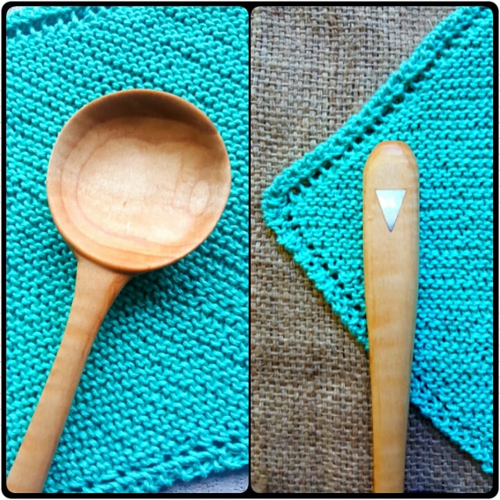 Image of Curly Maple Serving Spoon with Abalone Shell Inlay