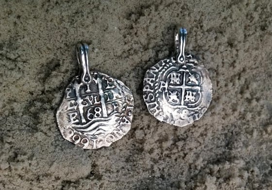 Image of 1668. 1 Reale Cob Coin Pendant, Colonial Pirate Silver