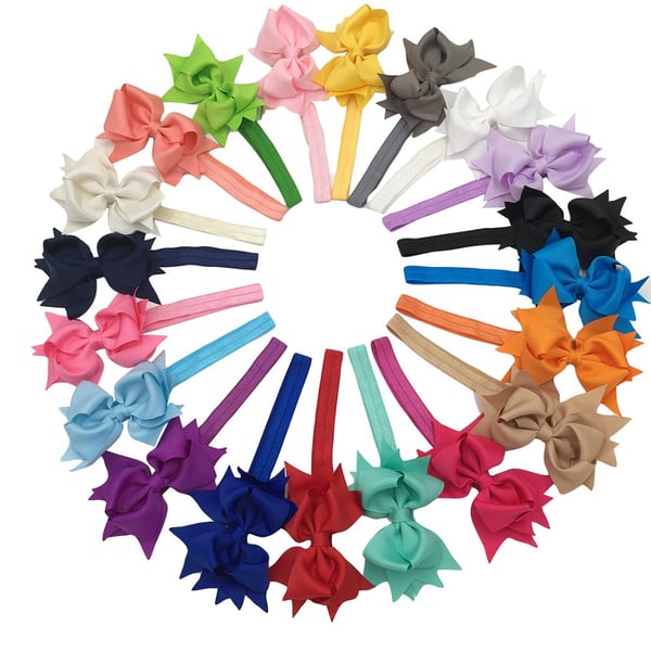 Image of Pinwheel Bow Headband on Elastic-20 Colors