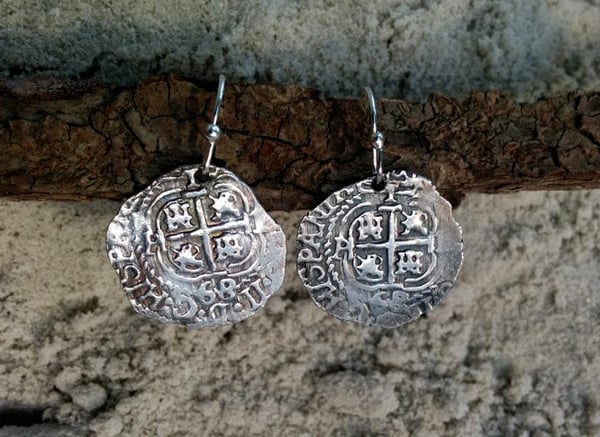 Image of 1 Reale 'Pirate' Cob Coin Earrings