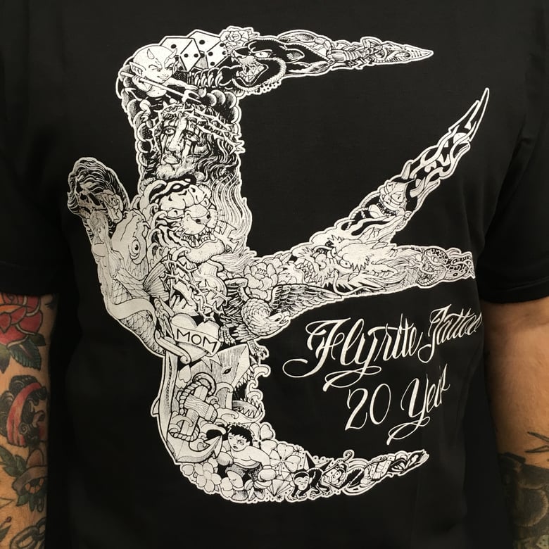 Image of FLYRITE 20TH ANNIVERSARY TEE BLACK