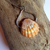 Image of medium sunrise shell in 14kt gold and silver necklace