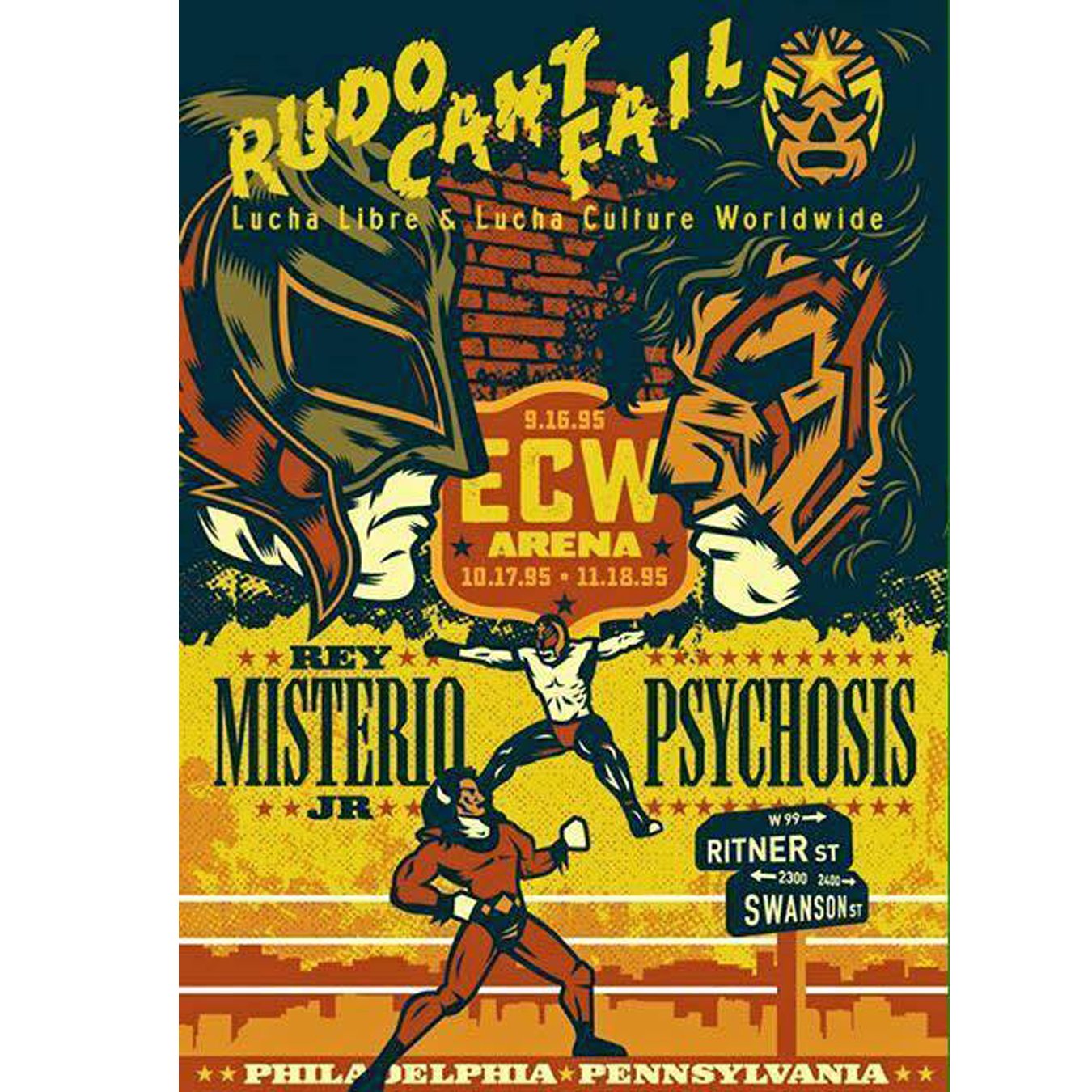 Image of Rey Mysterio vs. Psychosis 20th Anniversary of their ECW matches Poster by Rockets Are Red