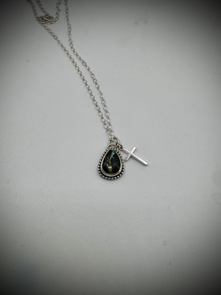 Image of Dainty Blackjack & Cross Necklace