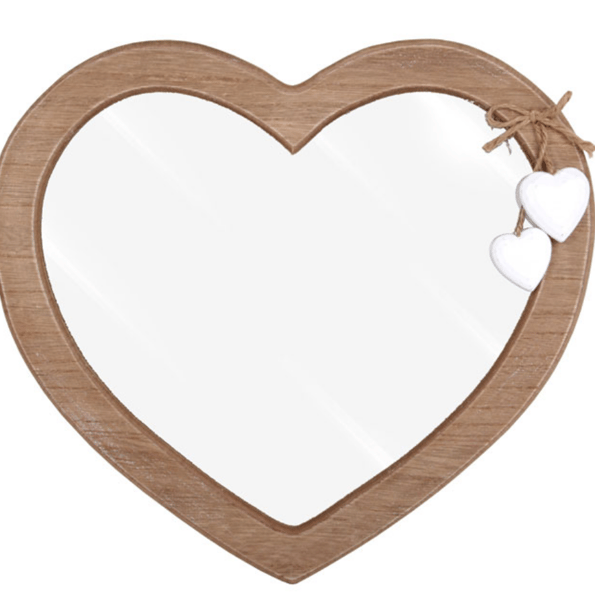 Image of White driftwood heart mirror